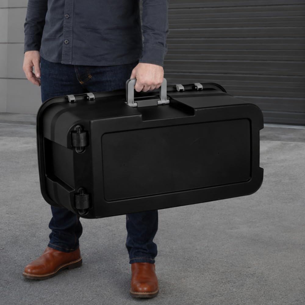 Rolling Storage Trunk with Wheels and Handle, 22 Gallon Black Bin V148