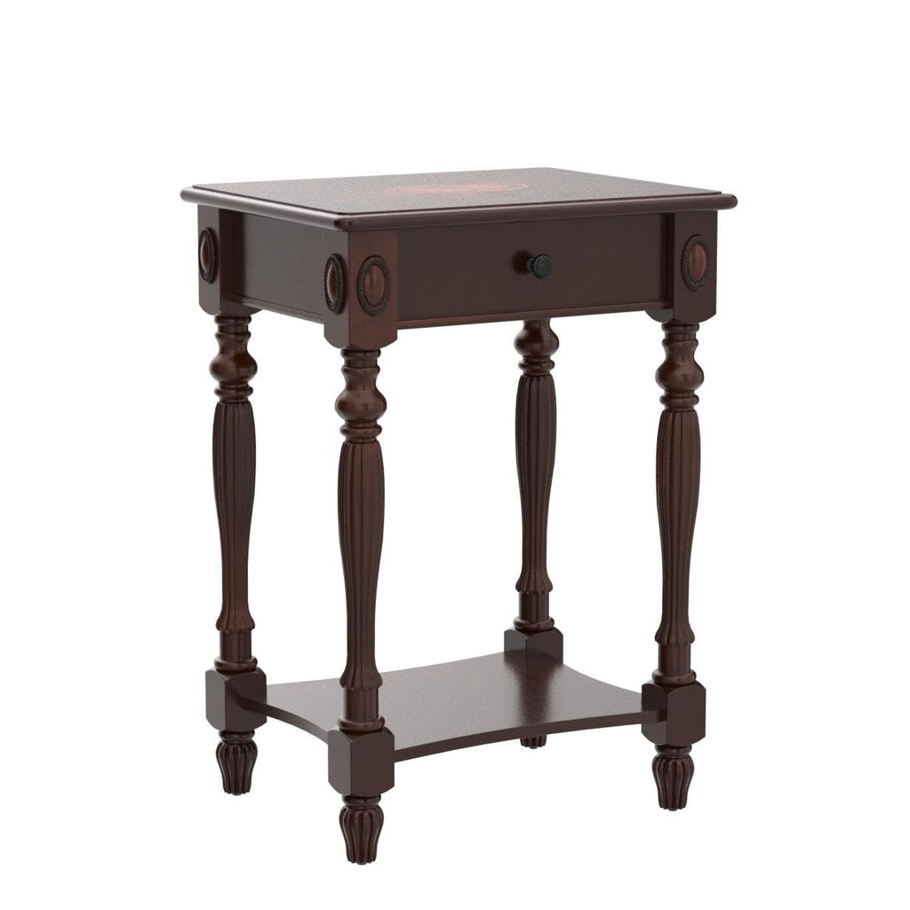 Solid Wood Side Table with Drawer, Cherry Walnut F223
