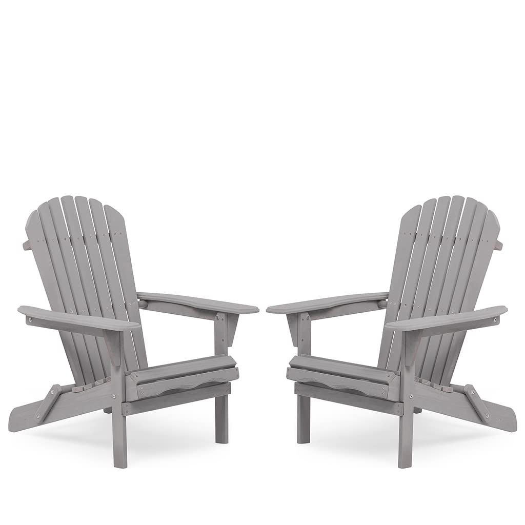 Folding Adirondack Chairs Set of 2 Grey N162826