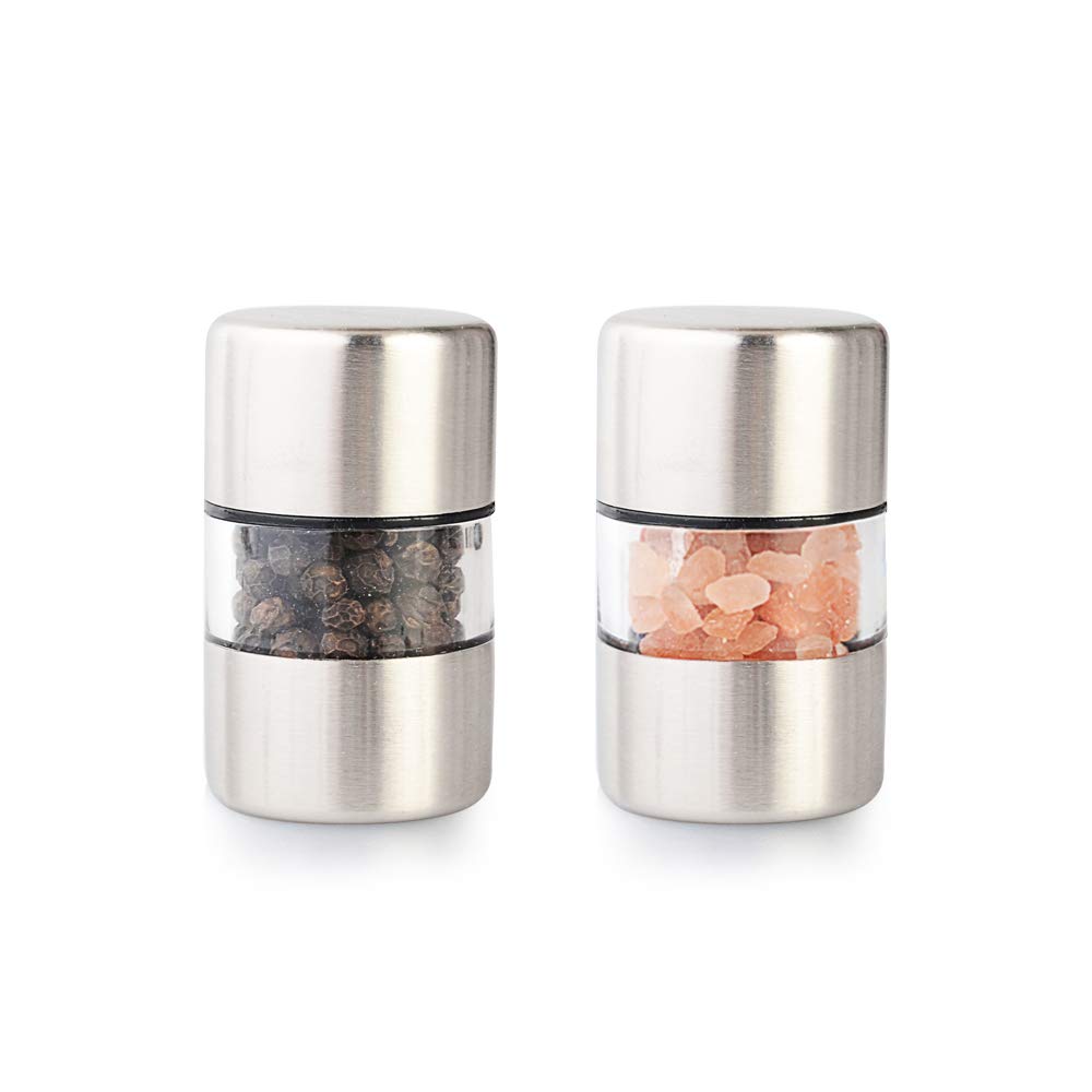 Sea Salt and Pepper Grinder Set Stainless Steel Ceramic 2-Pack E877