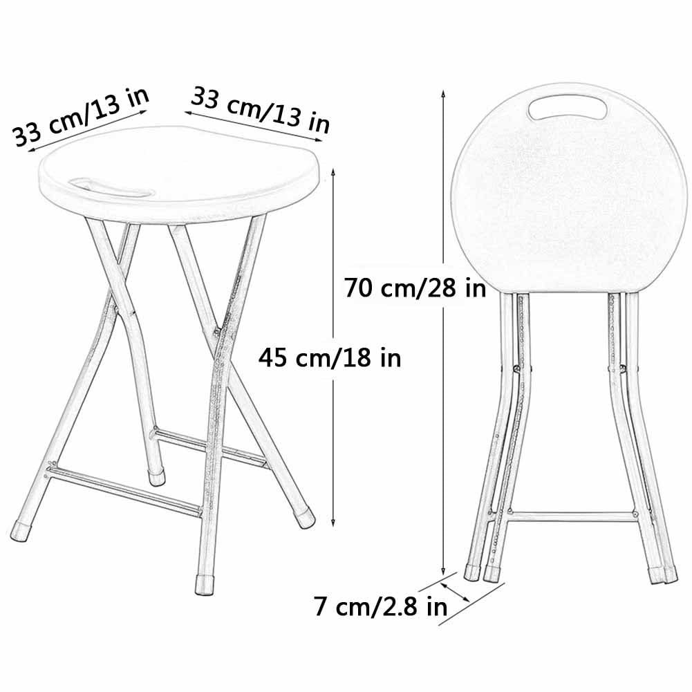 Folding Stool with Handle, 18 Inch Portable Chair, 220 lb Capacity, Black R39146