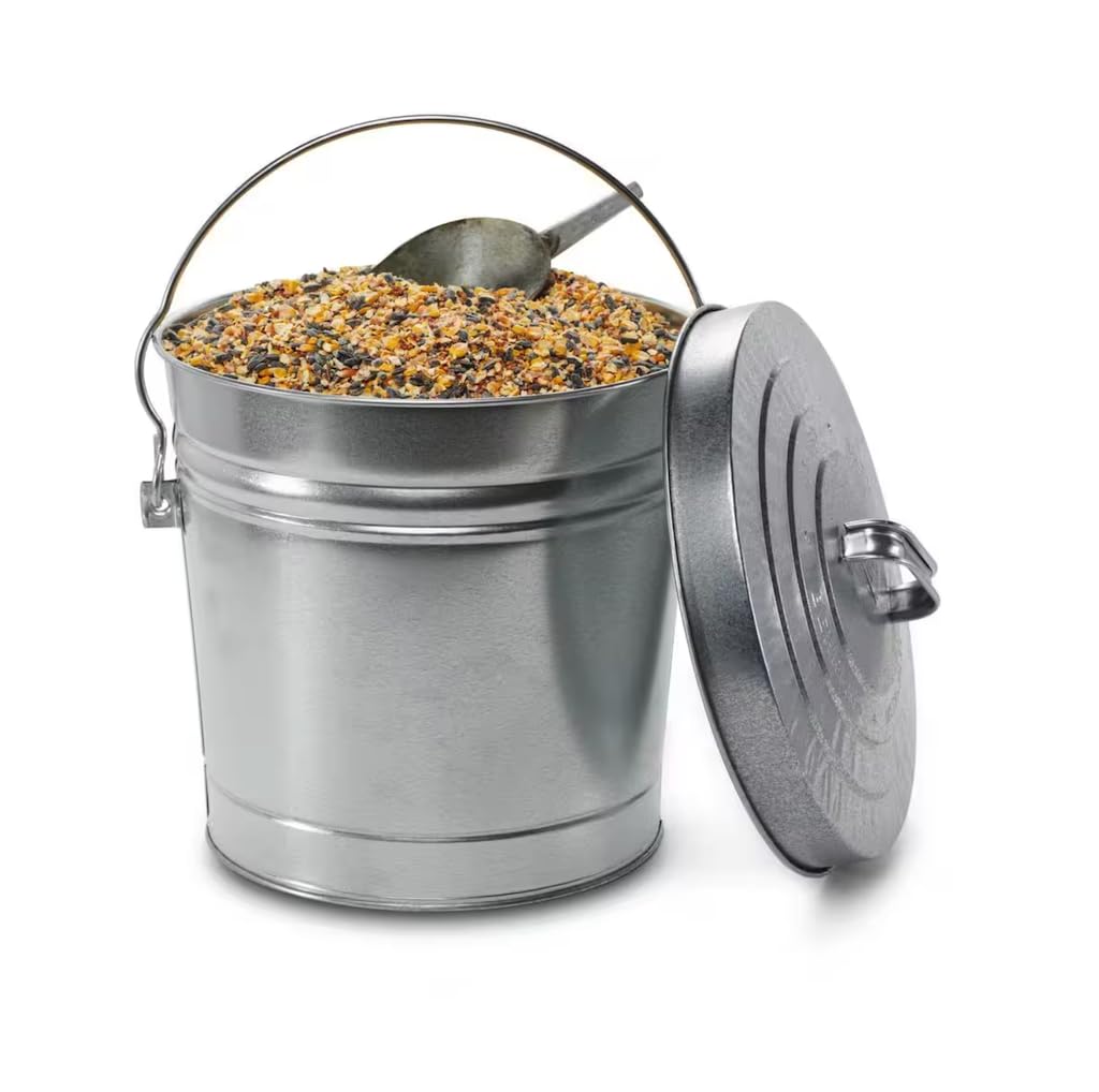 6 Gallon Galvanized Steel Round Trash Can with Locking Lid V345978