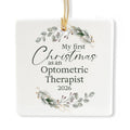 Ceramic 3-inch Square-Shaped Botanical Wreath Ornament K350512