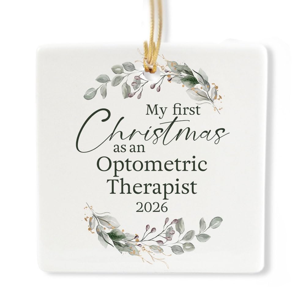 Ceramic 3-inch Square-Shaped Botanical Wreath Ornament K350512