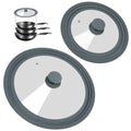2 Pack Silicone Tempered Glass Universal Lid for Pots Pans and Skillets E171