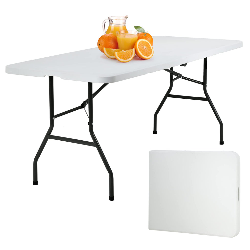 6FT White Portable Plastic Folding Table N967316