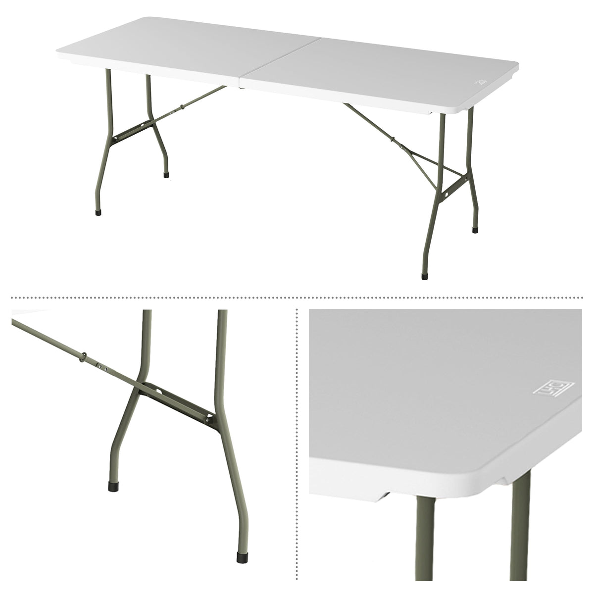White 6ft Portable Folding Table D77316
