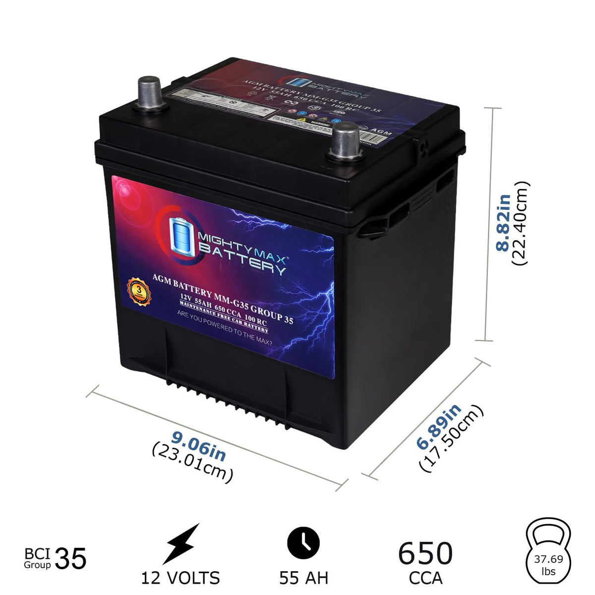 12V 55Ah AGM Replacement Battery R365