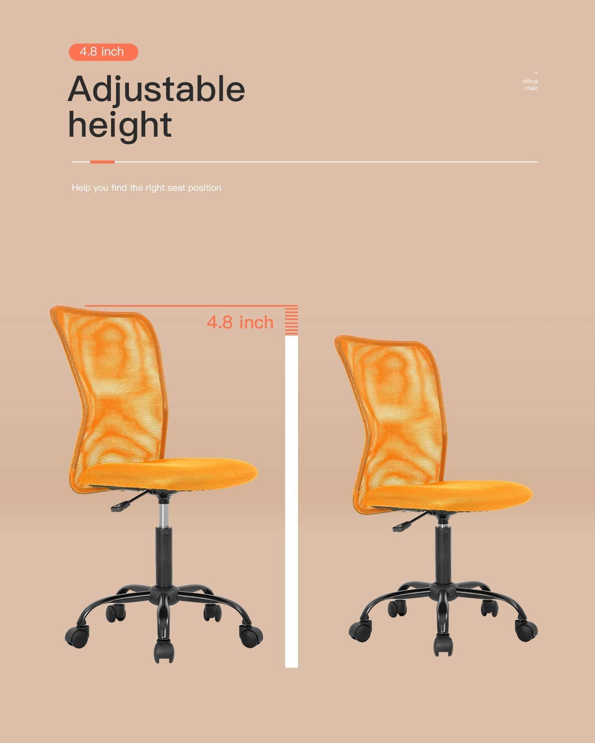 Orange Ergonomic Mesh Office Chair U4895