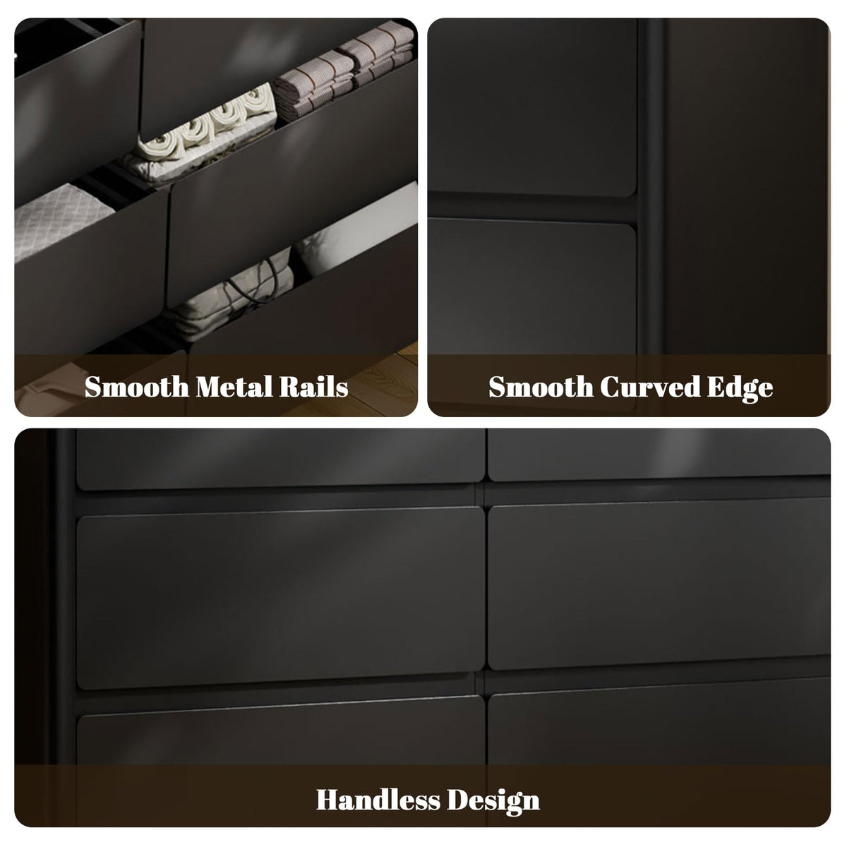 Black 9 Drawer Dresser with LED Lights R109