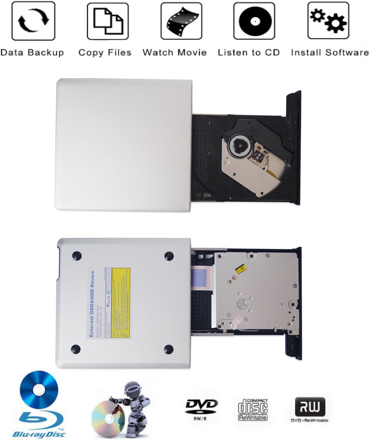 Aluminum External USB 3.0 and USB C 4K Blu-Ray Writer P62137
