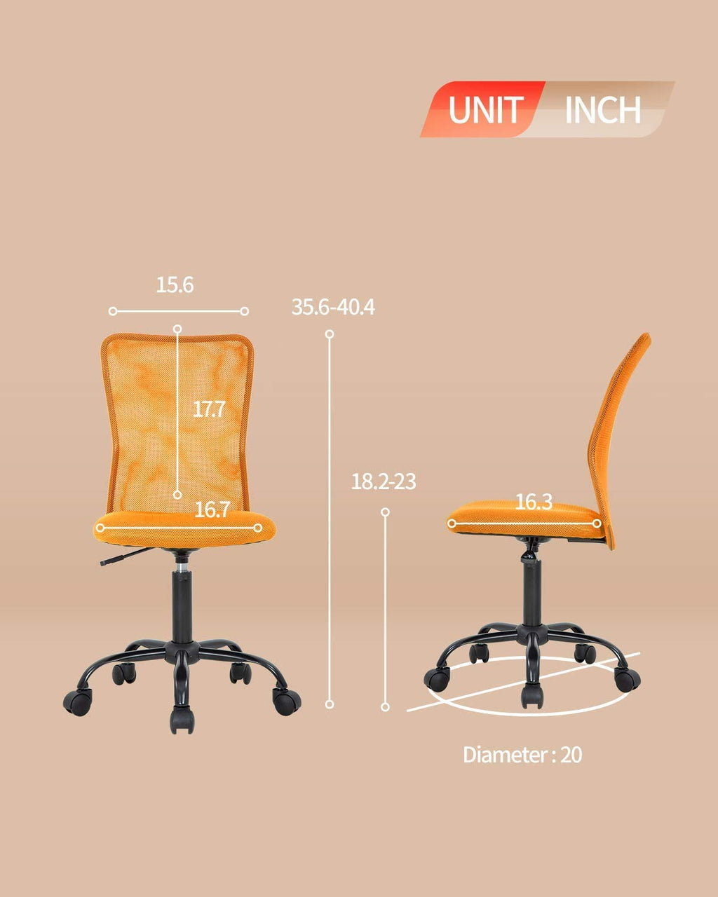 Orange Ergonomic Mesh Office Chair U4895