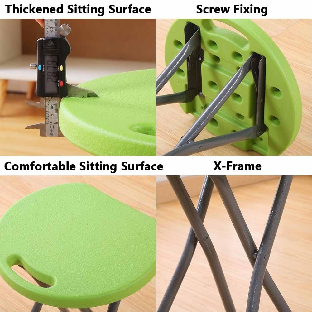 Folding Stool with Handle, 18 Inch Portable Chair, 220 lb Capacity, Black R39146