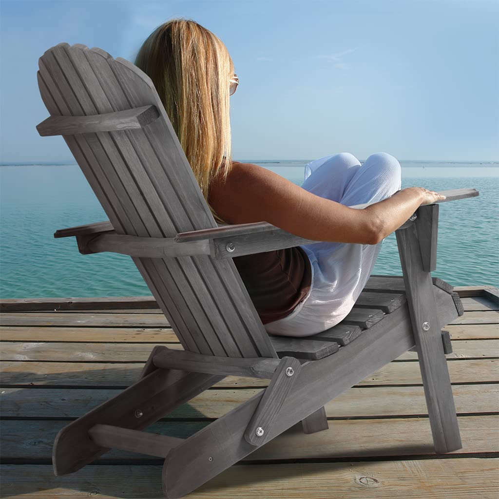Folding Adirondack Chairs Set of 2 Grey N162826