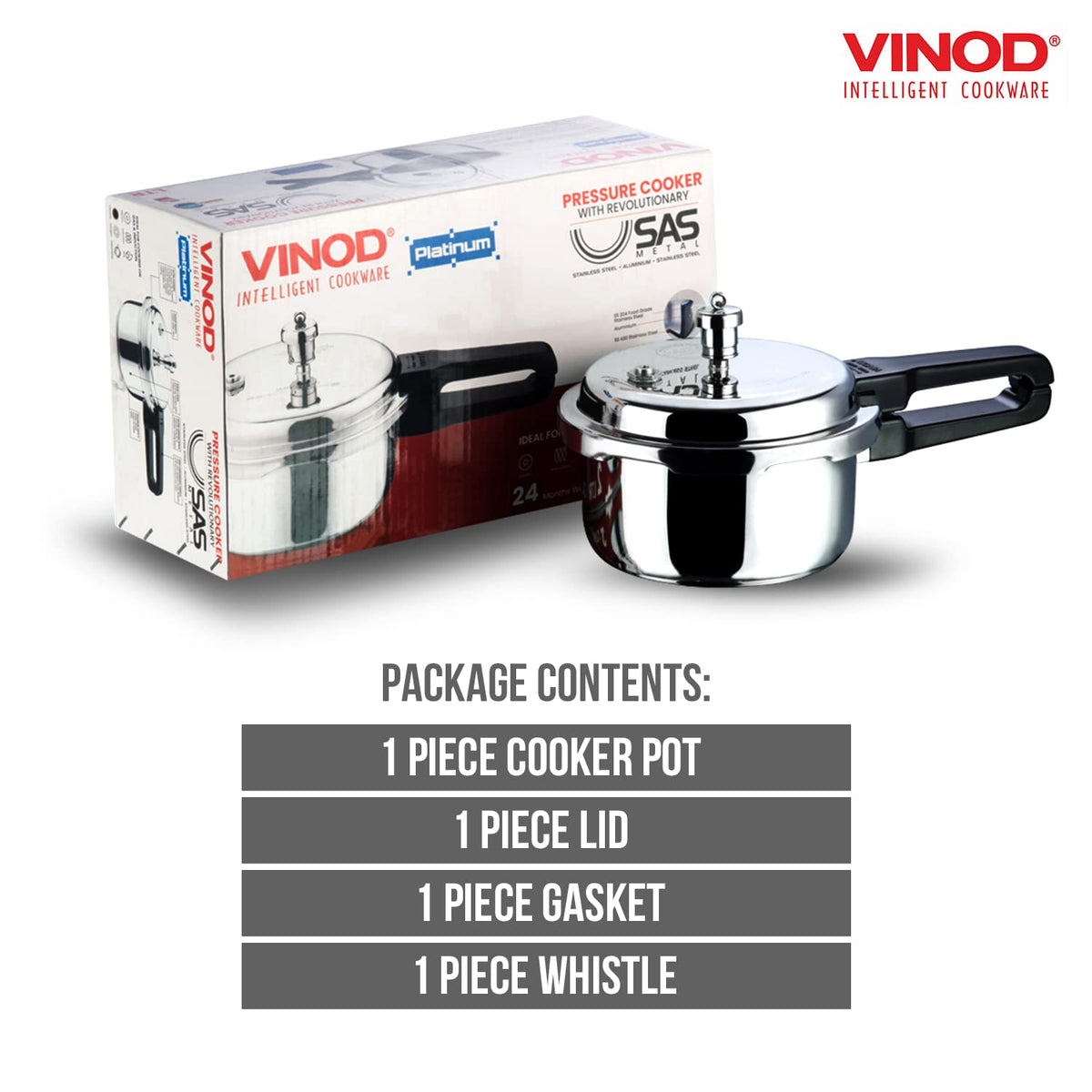 Stainless Steel Pressure Cooker, Outer Lid, 3 Litre X143122