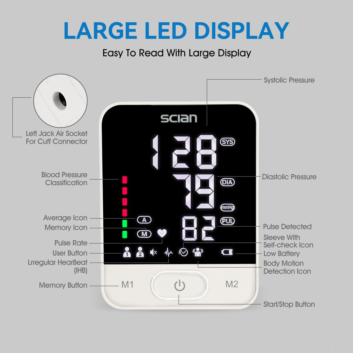 Automatic Blood Pressure Monitor Arm Cuff with LED Display H83648