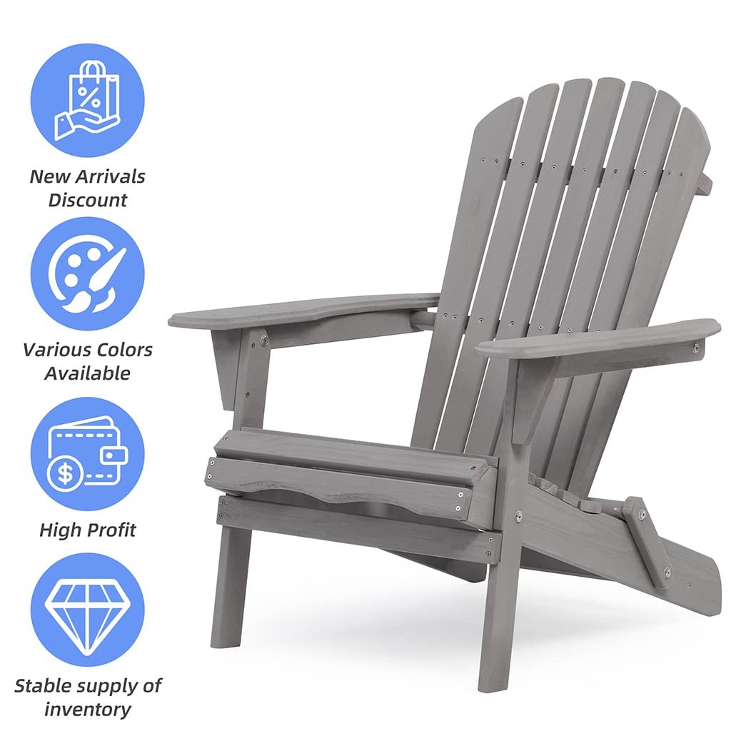 Folding Adirondack Chairs Set of 2 Grey N162826