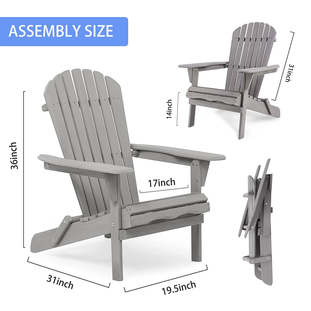 Folding Adirondack Chairs Set of 2 Grey N162826