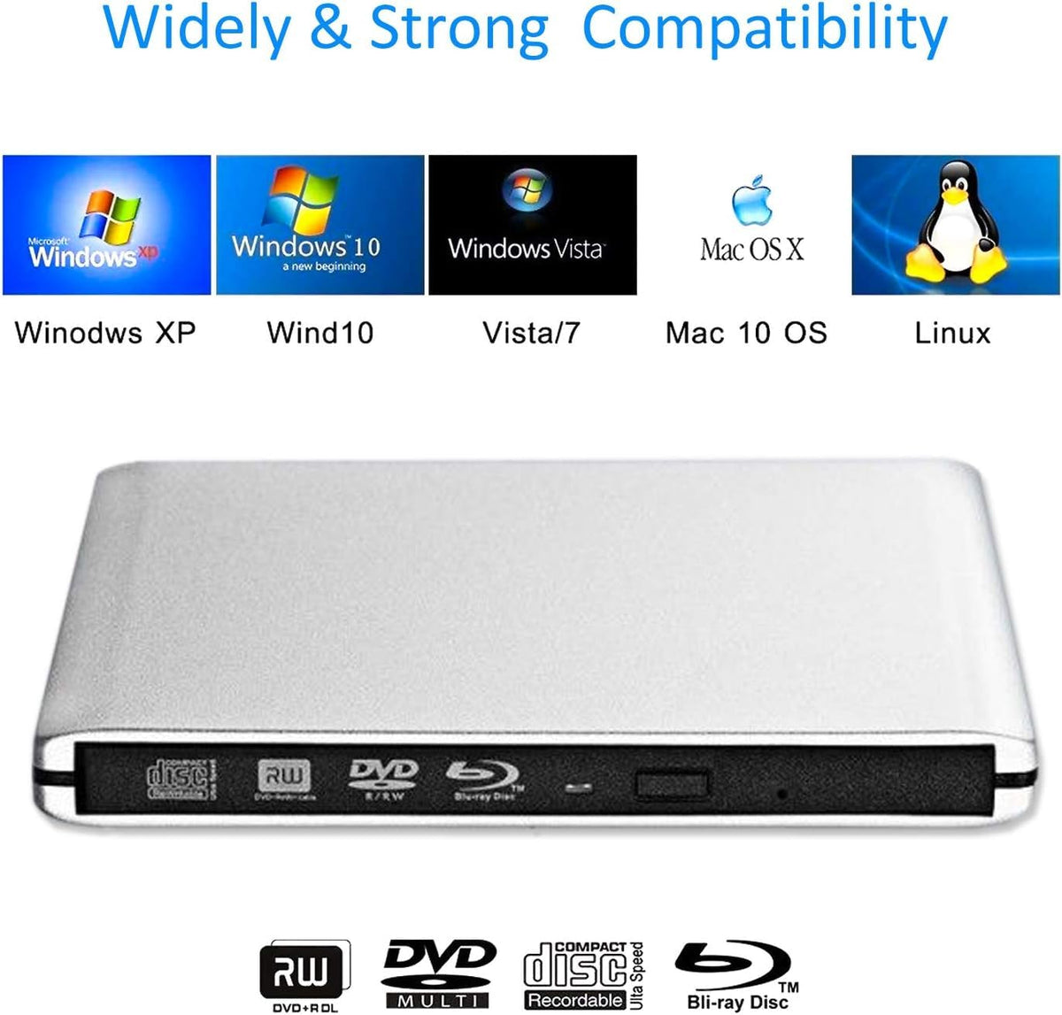 Aluminum External USB 3.0 and USB C 4K Blu-Ray Writer P62137