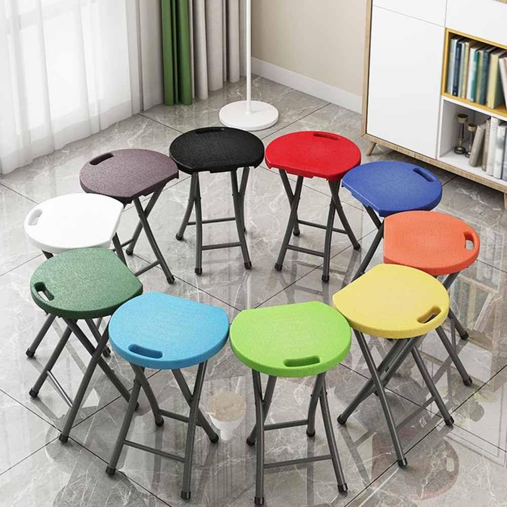 Folding Stool with Handle, 18 Inch Portable Chair, 220 lb Capacity, Black R39146