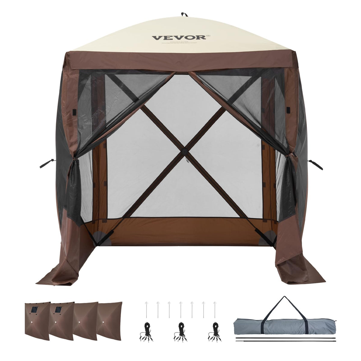 6 x 6 ft Pop Up Gazebo Tent with Mosquito Netting and Privacy Panels B48289