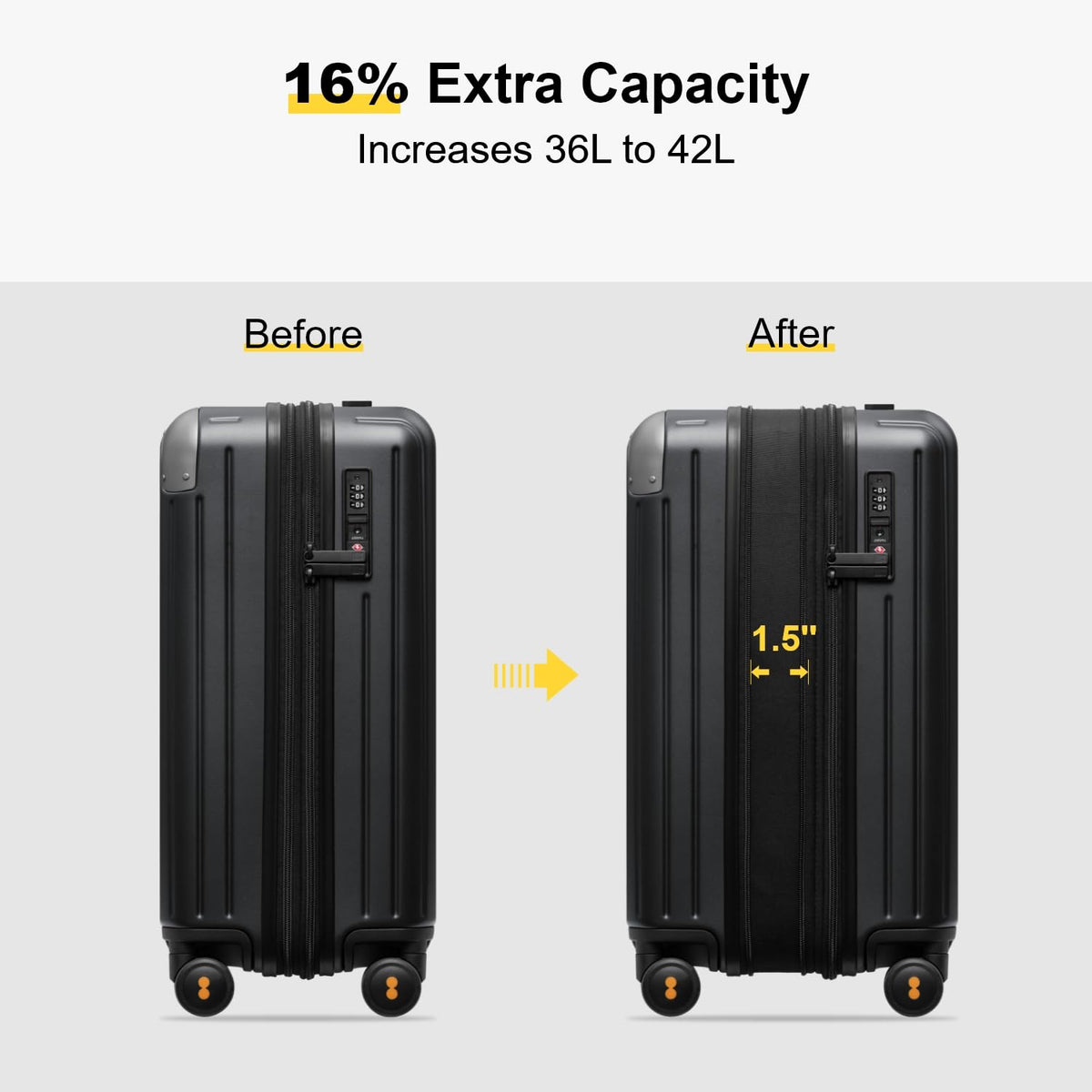 Expandable Hardside Carry on Luggage Black G533092
