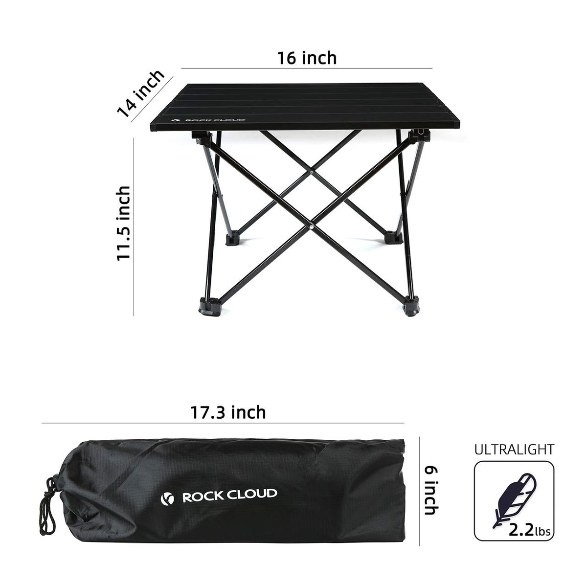 Portable Aluminum Folding Camping Table Black T9673