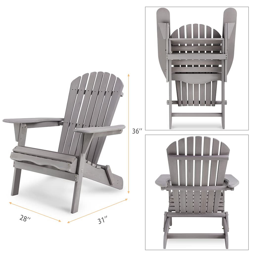 Folding Adirondack Chairs Set of 2 Grey N162826