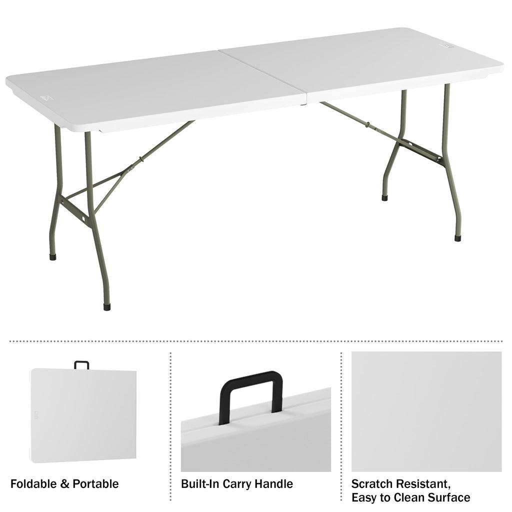 White 6ft Portable Folding Table D77316