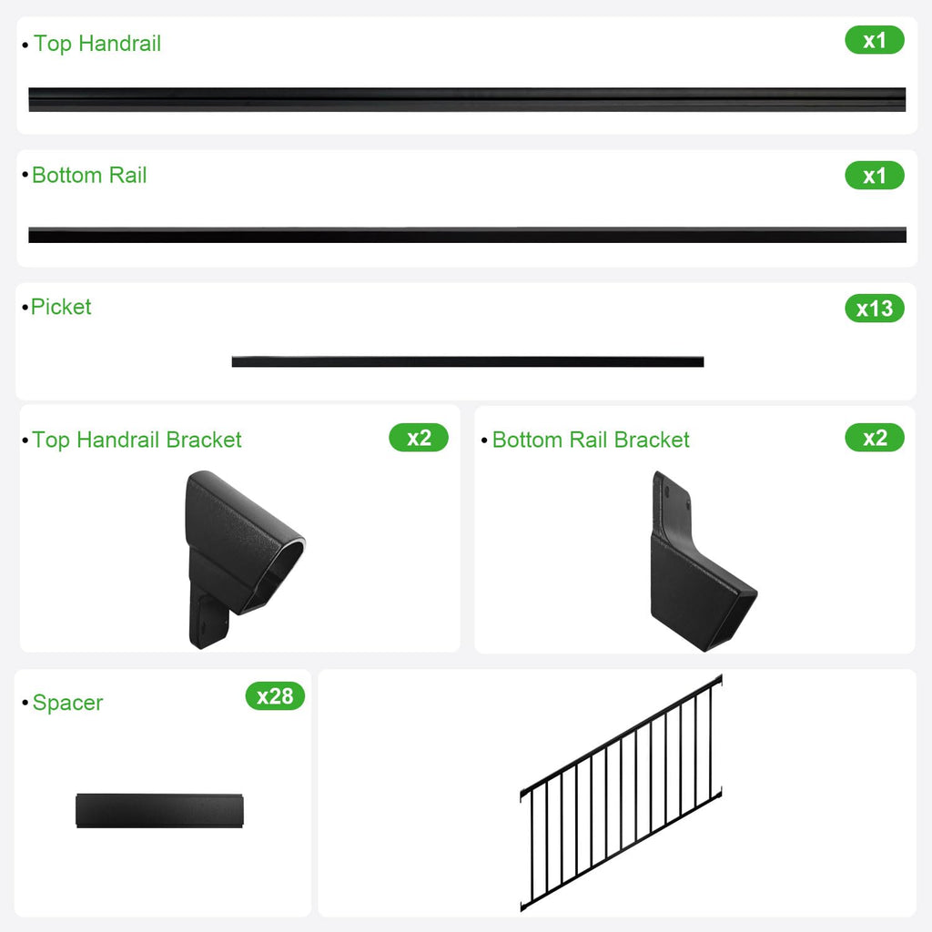 Heavy Duty Aluminum Stair Railing Kit, Textured Black M66905