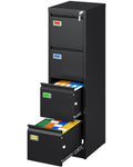 Black 4 Drawer Metal File Cabinet with Lock E59949