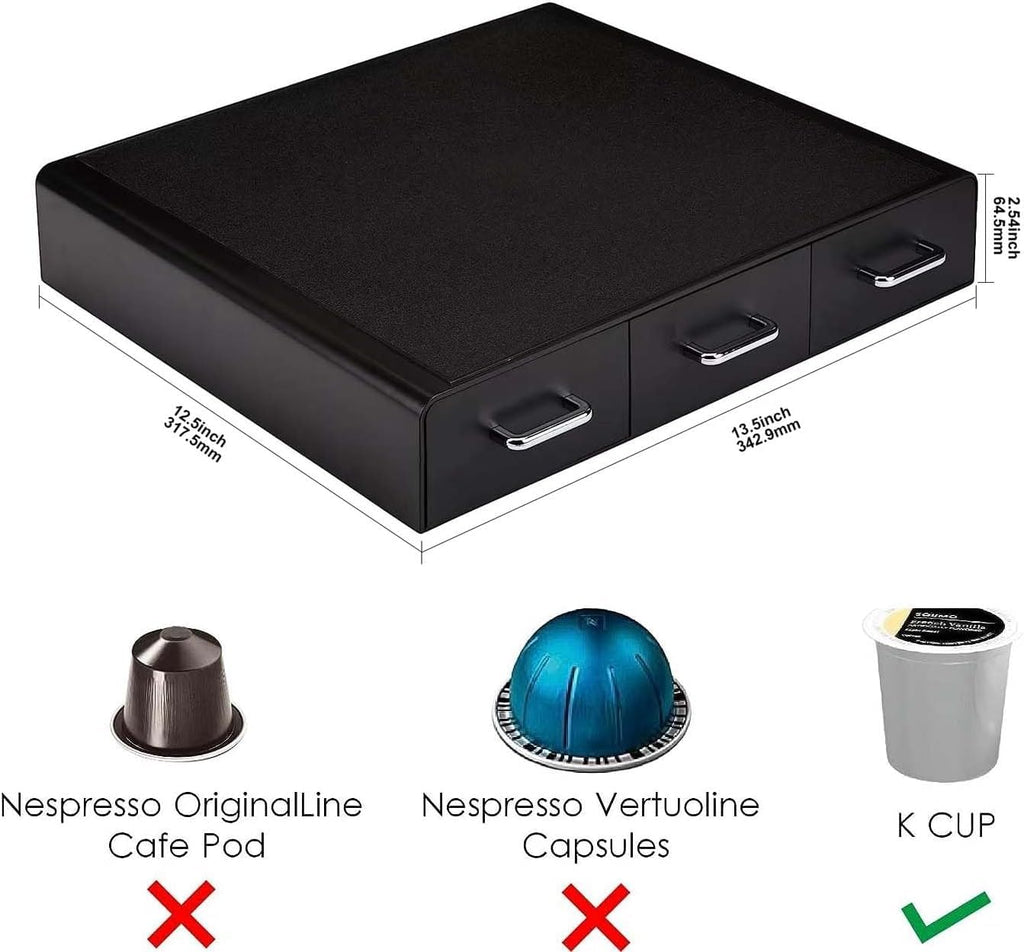 Black 36 Pod Capacity 3 Drawer Coffee Pod Storage Drawer D89992