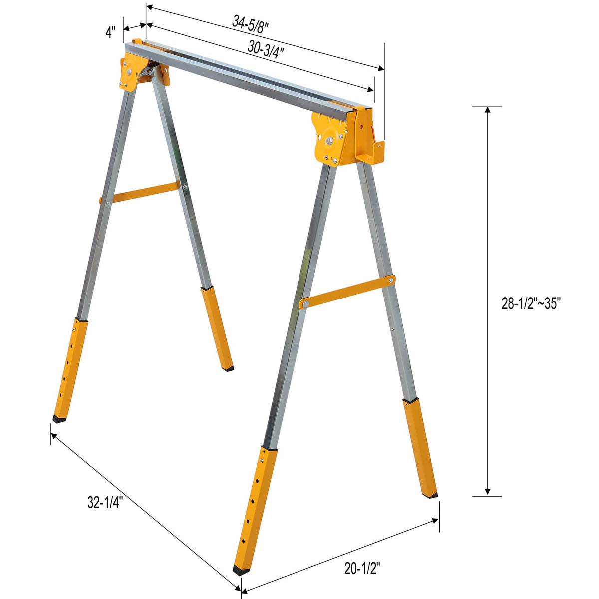 2-Pack Adjustable Height Folding Steel Sawhorse M7298