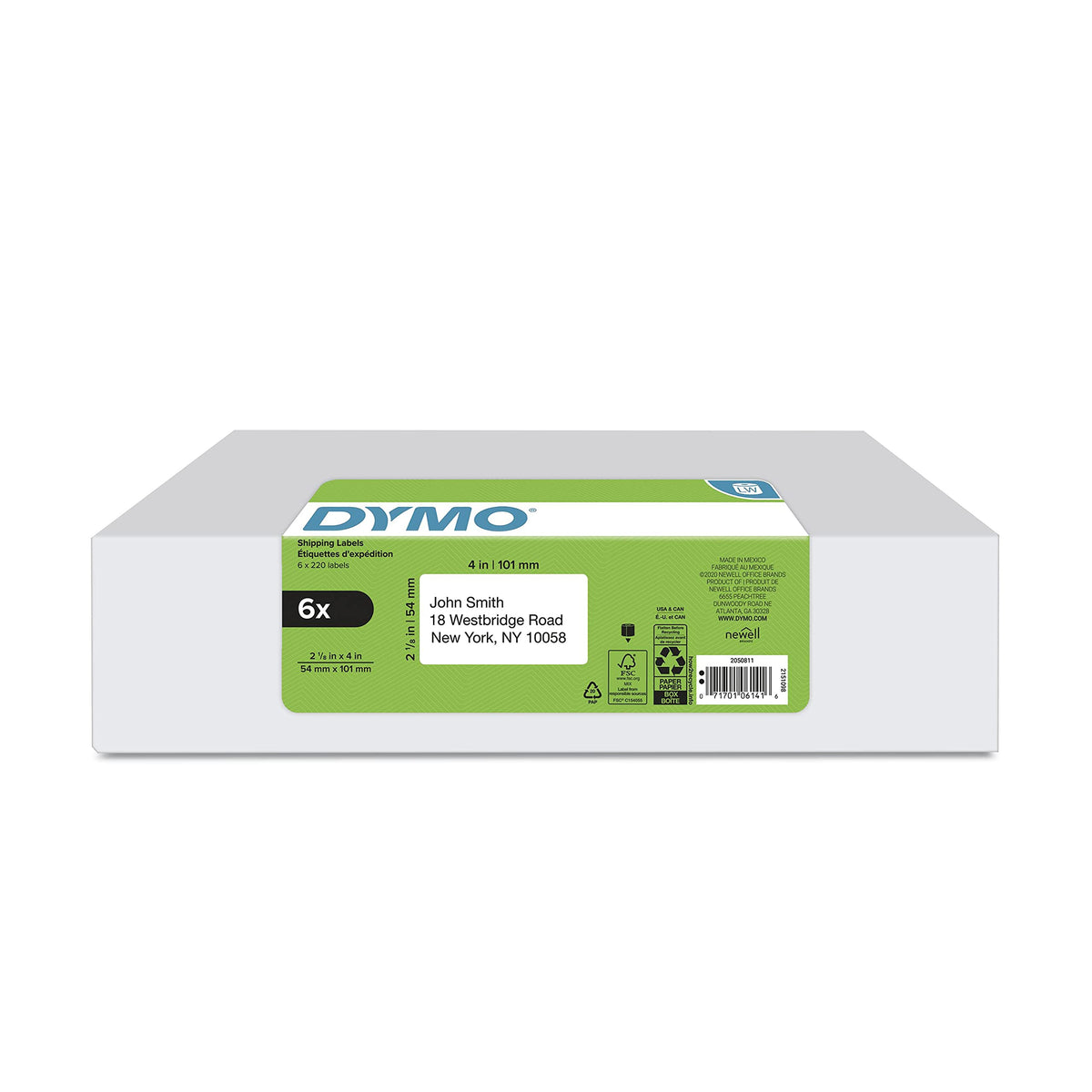 White Shipping Labels 2-1/8" x 4" 6 Rolls C682055