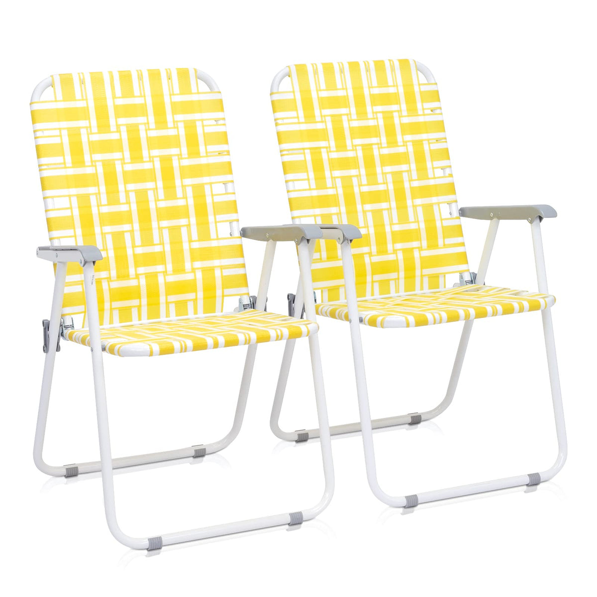 Folding Webbed Camping Chair Set of 2 Yellow G964