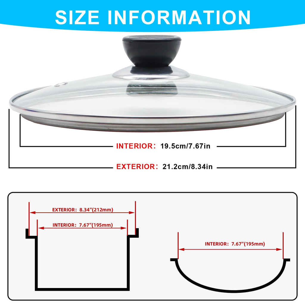 Tempered Glass Lid with Stainless Steel Rim for 8 Inch Frying Pan E25890