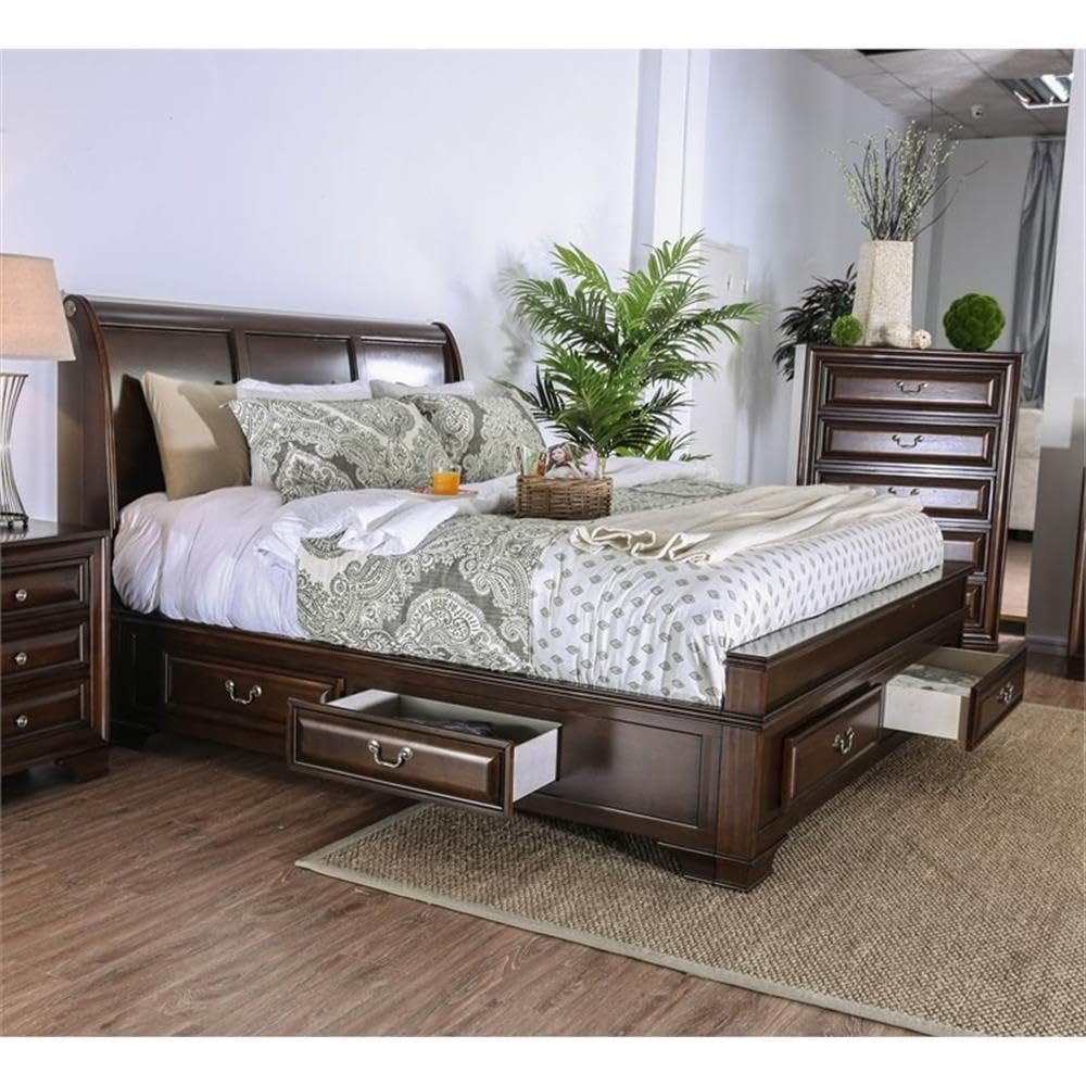 Brown Cherry California King Storage Bed D538