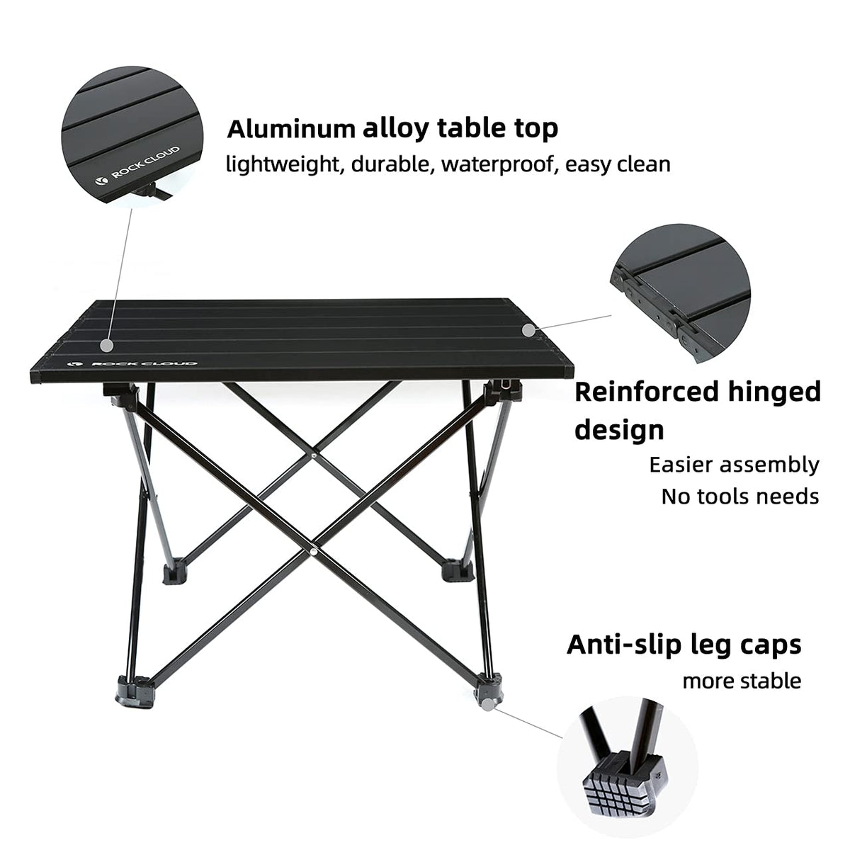 Portable Aluminum Folding Camping Table Black T9673