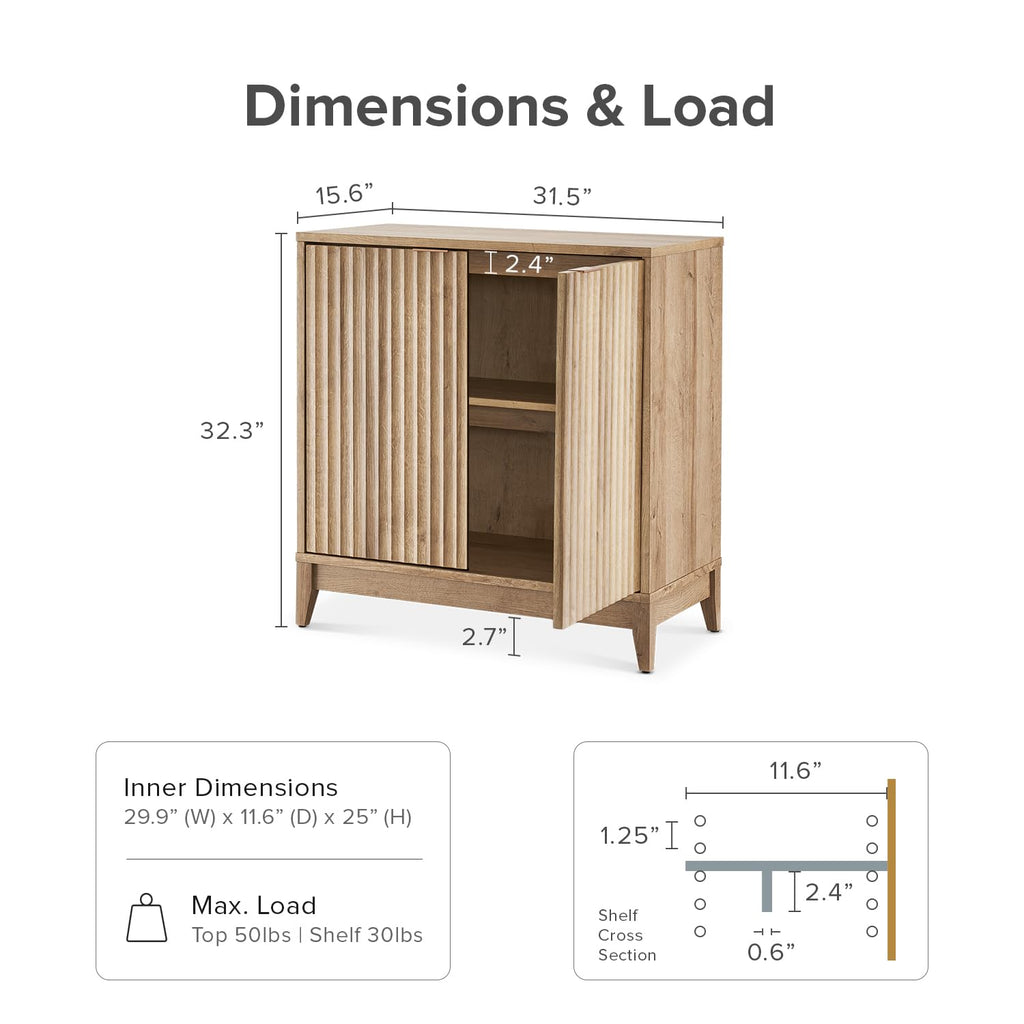 Fluted Storage Cabinet with Adjustable Shelf H572344