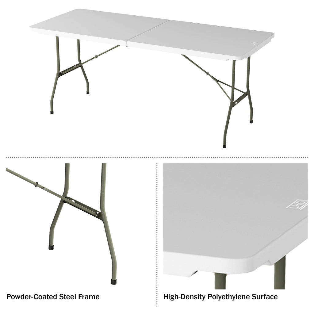 White 6ft Portable Folding Table D77316