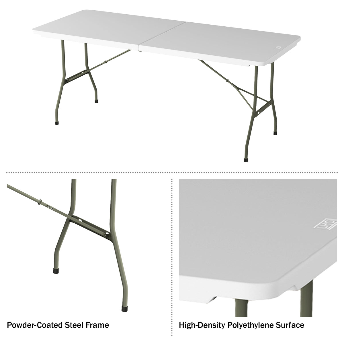 White 6ft Portable Folding Table D77316