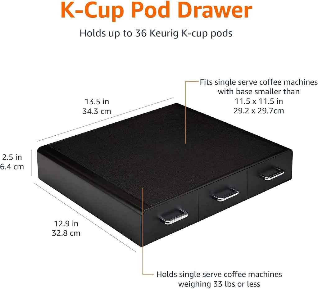 Black 36 Pod Capacity 3 Drawer Coffee Pod Storage Drawer D89992