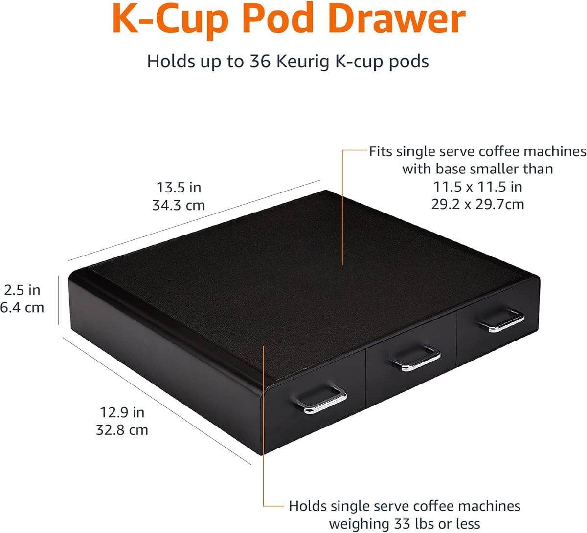 Black 36 Pod Capacity 3 Drawer Coffee Pod Storage Drawer D89992