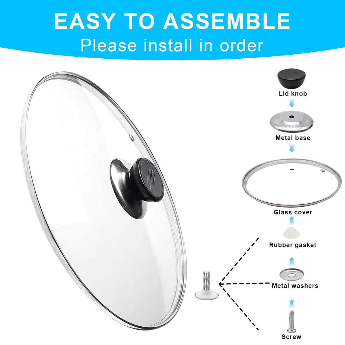 Tempered Glass Lid with Stainless Steel Rim for 8 Inch Frying Pan E25890