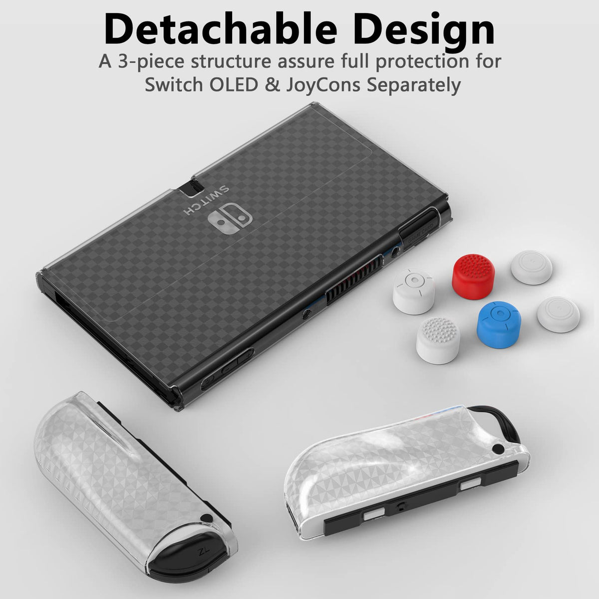 Switch OLED Dockable Hard PC Case with Thumb Stick Caps P454675