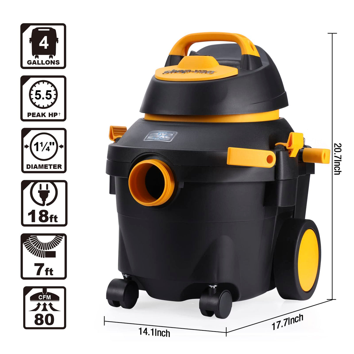 4 Gallon 5.5 Peak HP Wet/Dry Utility Vacuum with Cart L91024