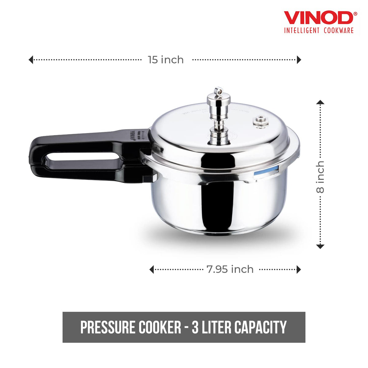 Stainless Steel Pressure Cooker, Outer Lid, 3 Litre X143122