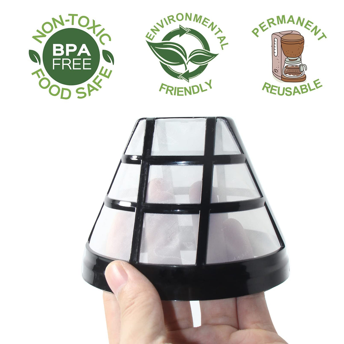 4-Pack Reusable Cone Coffee Filter S98466
