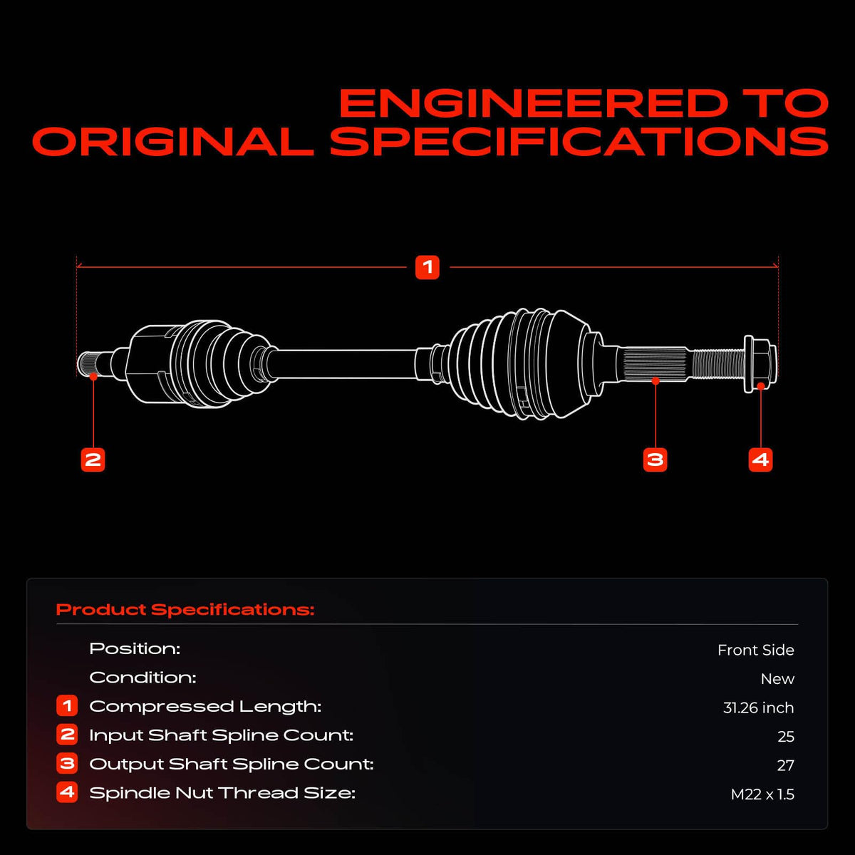 Front CV Axle Shaft Assembly Q4239