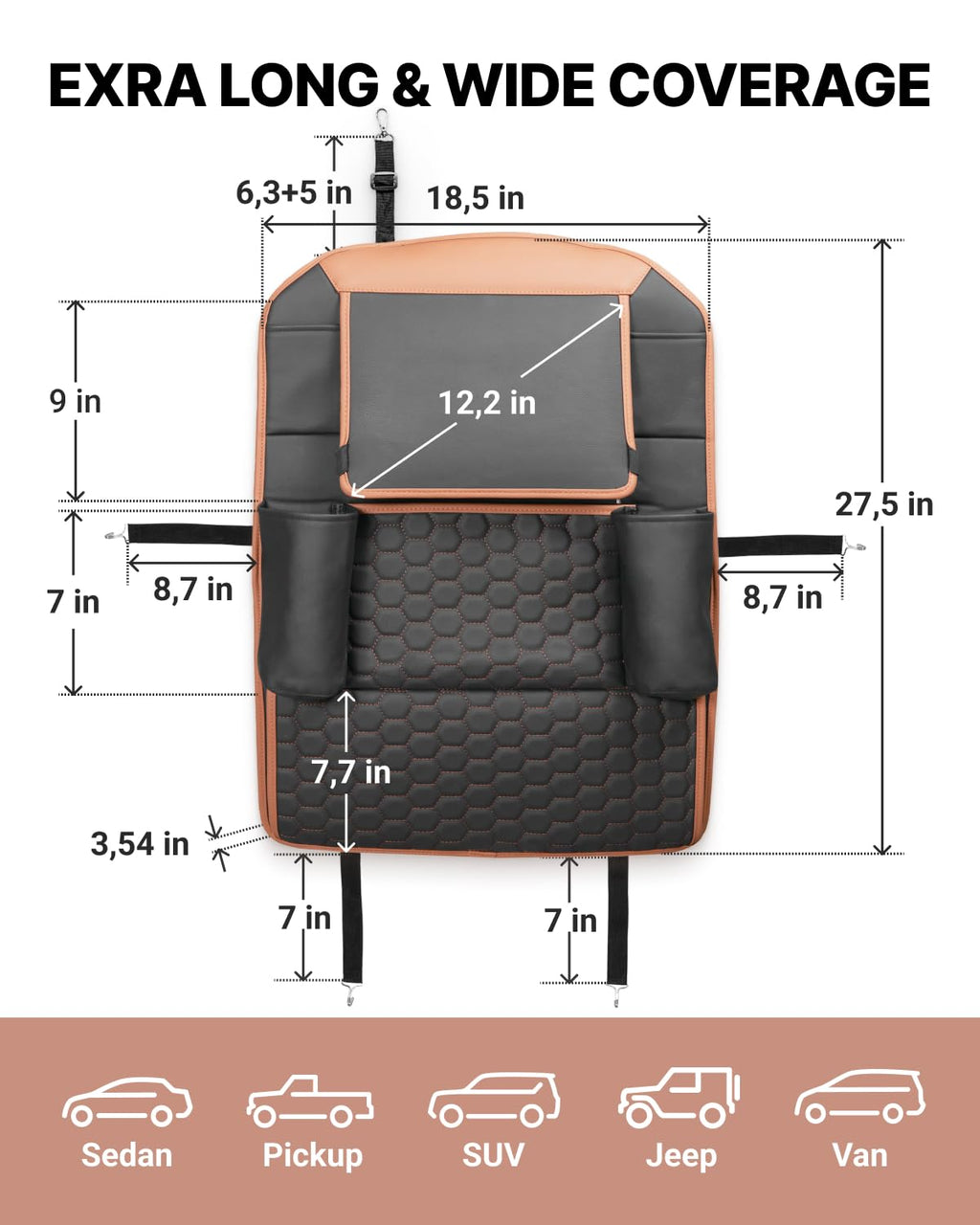 Black-Brown Backless Booster, Waterproof Seat Protector & Backseat Organizer H76685
